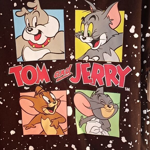 Tom & Jerry Graphic Splatter Crop Sweatshirt - Picture 2 of 4